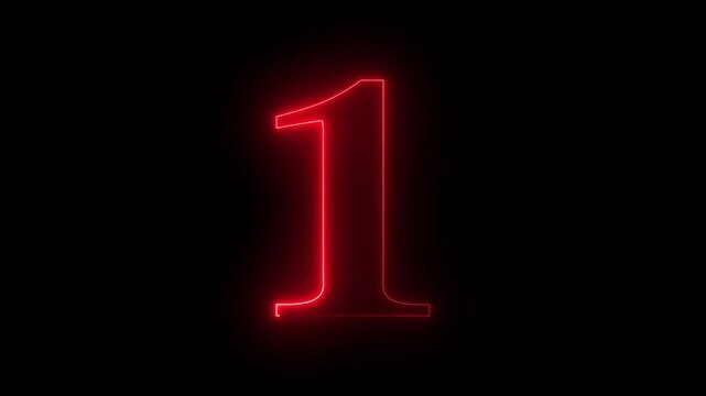 Glowing neon animated number 1. 1 - one hot burning number on black background ,cyan color looping trendy glowing neon numeric number 1. Educational mathematics concept with neon letter. 4K video.!!!