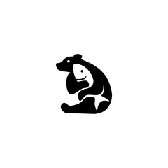 Bear and Fish Logo, Minimalis...