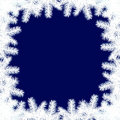 PrintElegant vector greeting square card design featuring dark blue background White pine branches Perfect for winter Christmas holiday cards invitations, adding custom text festive graphics. Copy spa