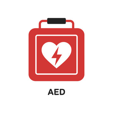 Red automated external defibrillator aed medical device icon