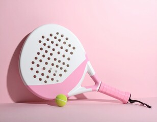 Pink and white racket padel