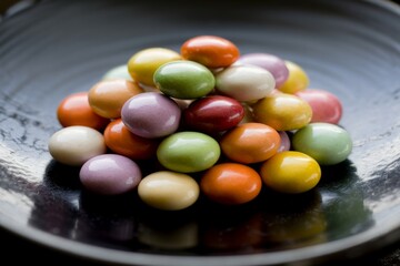 Colorful japanese mochi balls stacked