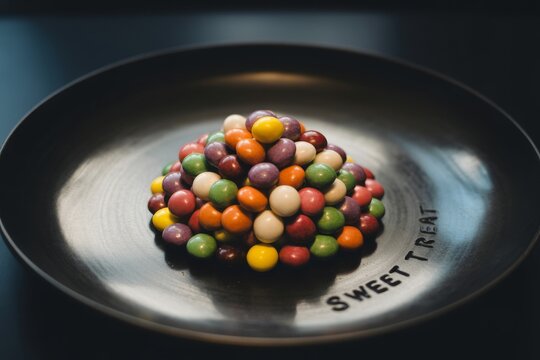 Pile of colorful jelly beans in a pan - Powered by Adobe