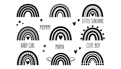 Cute rainbow vector illustration for baby kids design element