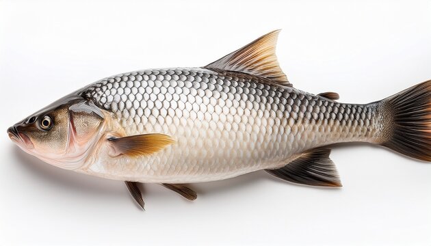 fresh tambaqui fish isolated on white background realistic details of skin and scales