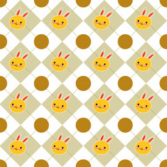 Cute rabbit face pattern with geometric shapes and cheerful colors