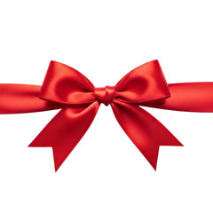Fototapeta premium Elegant red satin ribbon bow isolated on transparent background