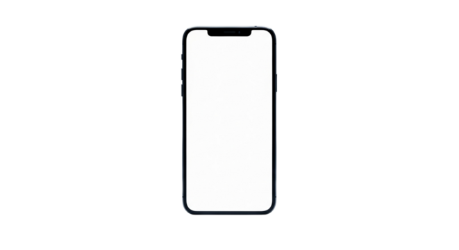 A modern smartphone with a blank white screen, isolated on transparent background - Powered by Adobe