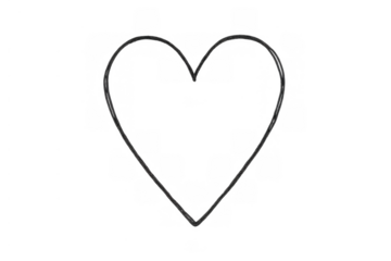 Heart outline drawing symbol for love, romance, passion, care, health, and emotion on transparent background