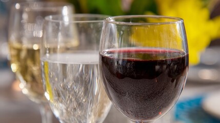 Glasses shimmer elegantly with ruby and amber liquid, perfect for Bacchanalia revelry or International Wine Day celebrations