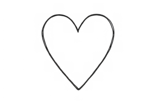 Heart outline drawing symbol for love, romance, passion, care, health, and emotion on transparent background