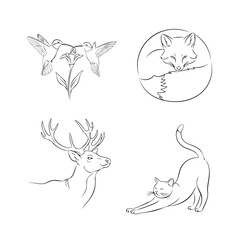 Aesthetic Nature and Animal Minimalist Line Art Tattoo