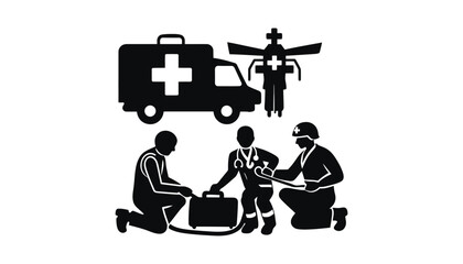 Find emergency medical services ambulance and helicopter vector