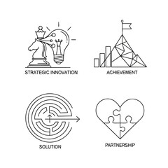 Obraz premium Strategic Business Planning and Corporate Success Line Icons