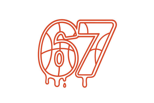Retro 67 Basketball Jersey Number lettering T Shirt Design