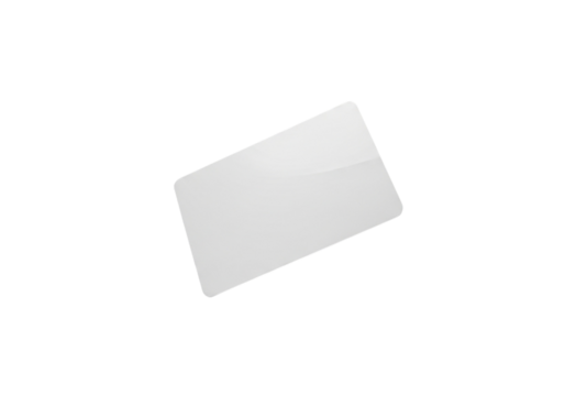 Blank white plastic card on a transparent background