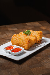 Crispy Golden Fried Snacks (Risoles/Lumpia) with Chili Sauce