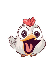 cheerful cartoon hen clucking and spreading wings playfully