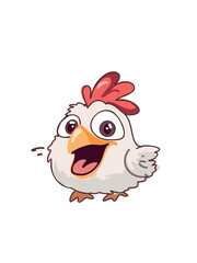 joyful cartoon chicken hopping around with lively expression
