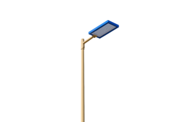 Isolated street light fixture with blue trim for urban or neighborhood illumination usage