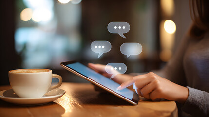 People using tablet computers in a cafe
