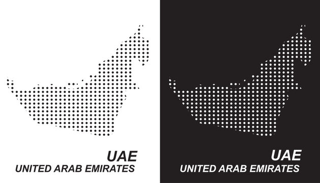 United Arab Emirates Dotted Map, Halftone Style Modern Digital Outline of Middle Eastern Country Vector EPS