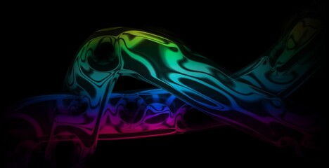 Abstract holographic fluid gradient forms creating a vibrant, dynamic, and colorful wavy background texture