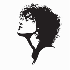 Stylish Messy Curly Hair Woman Icon Vector isolated on white background