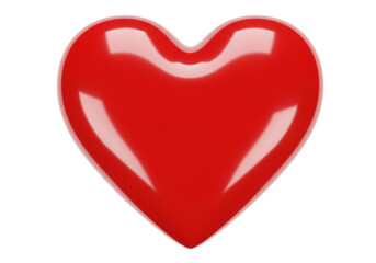 Isolated Red Heart Symbol, Glossy Heart Shape, Valentine's Day, Romantic Love Concept