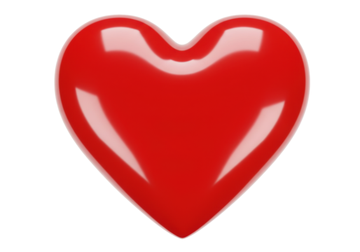 Isolated Red Heart Symbol, Glossy Heart Shape, Valentine's Day, Romantic Love Concept