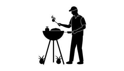Barbecue grill master cooking silhouette for summer cookout