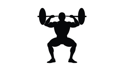 Fitness workout silhouette of man doing front barbell squats