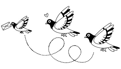 Pigeon mail delivery service vector illustration design art