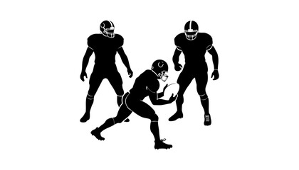 American football players silhouettes vector illustration
