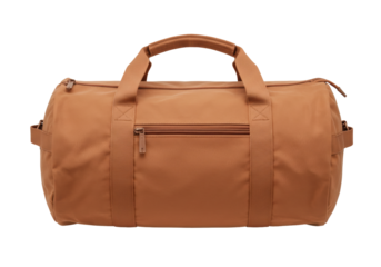 Isolated duffel bag in brown, ideal for the gym or travel, an essential piece for sports gear