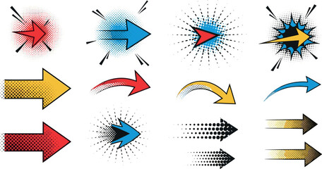 Collection of colorful comic book style arrows