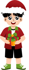 Cartoon Boy Holding Christmas Gift Illustration