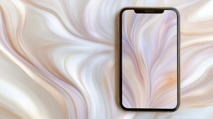 Mystical smartphone canvas echoes marbled swirls, embodying elegance of Digital Detox Day and embracing ecological mindfulness tech trends