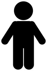 Black vector icon of a basic person or user figure on a transparent background. Essential symbol for profile, avatar, user interface, individual, human, and generic pictogram in UI/UX and web design