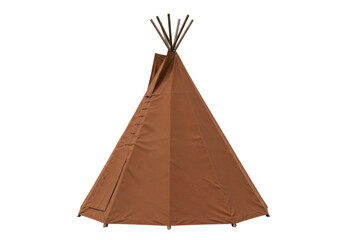 Isolated teepee tent, brown canvas indian tipi kids playhouse isolated for indoor activity © Michal