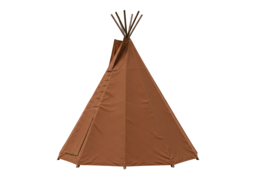 Isolated teepee tent, brown canvas indian tipi kids playhouse isolated for indoor activity