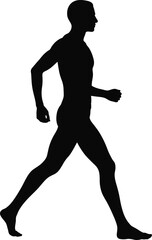 Silhouette of a Man Walking with Arms Swinging on a White Background vector