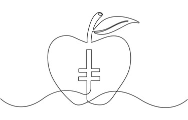 Apple one continuous line art, Vector illustration.