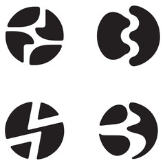 Abstract break even point business finance graphic elements set silhouette