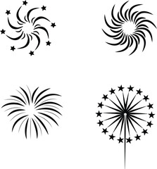 Obraz premium Abstract floral vector design set with black silhouette leaf ornament