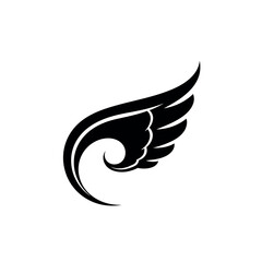 Elegant black wing design for tattoo or logo.