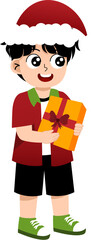 Illustration of Boy with Christmas Gift