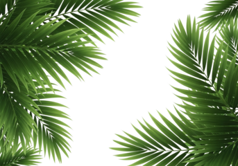 Tropical Palm Leaves Frame on a transparent Background Summer Vacation and Exotic Nature Concept Design Element