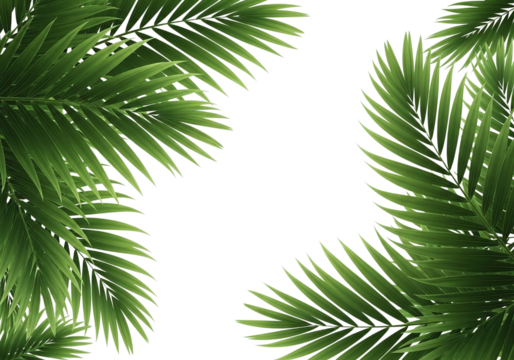 Tropical Palm Leaves Frame on a transparent Background Summer Vacation and Exotic Nature Concept Design Element