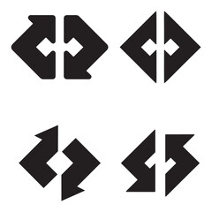 Opportunity cost two arrow logo design set silhouette